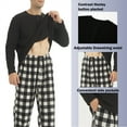 thumbnail image 2 of YUSHOW Mens Fleece Pajamas Set Winter Soft Warm Long Sleeve Plaid Pjs Sleepwear 2-Piece Size L, 2 of 7