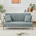 thumbnail image 6 of Bianlte Velvet Loveseat Sofa Couch,Modern Comfortable Sofa Loveseat Small Sofa Couch for Living Room Bedroom Apartment Dorm,Gold Metal Leg & 2 Throw Pillows,Light Gray, 6 of 8