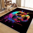thumbnail image 2 of Washable Area Rug 8x10 ft Colorful Graffiti Skull 3D Print Area Rug for Living Room Bedroom Kids Room Home Decor Carpet, Indoor Non-Slip Floor Rug Mat, Low Pile Rugs, 2 of 7