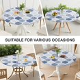 thumbnail image 7 of Blue and White Geometric Quatrefoil Pattern Round Fitted Tablecloth with Elastic Edge,Dining Table Cover Waterproof,Outdoor Round Tablecloth for Camping,Dining,Indoor and Outdoor, 7 of 7