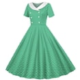 thumbnail image 2 of lcziwo Girls 50s Vintage Polka Dot Swing Party Dress Retro Rockabilly Dresses Wedding Casual Skater Dress for Kids Green 5 Years, 2 of 7