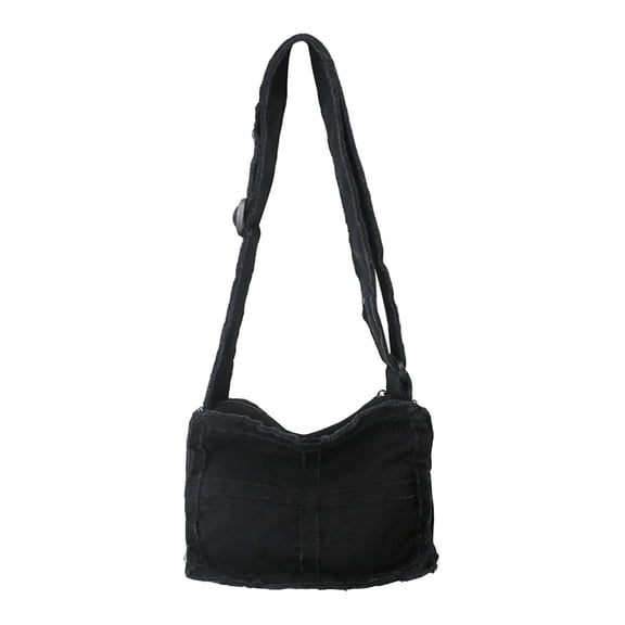Wxqbjtam Women Shoulder Bag Canvas Purse Zipper Casual Small Handbag Tote with Adjustable Black
