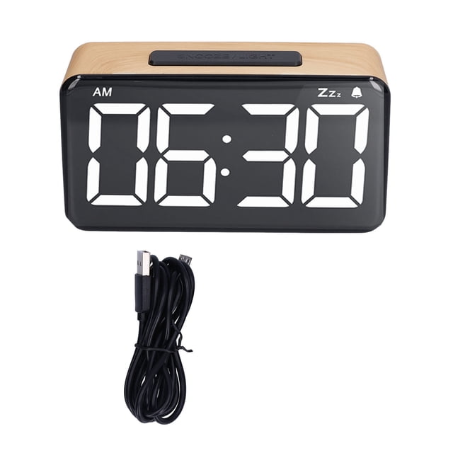 Verdant Touch Reloj despertador digital de 6 pulgadas, pantalla LED de 6 pulgadas, reloj despertador digital de grano de madera, carga USB, sin ruido, decoración de reloj despertador