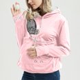 thumbnail image 3 of Hoodies Woman Clearance, Women' s Sweatshirt Furry Friends Pouch Hood Tops Carry Cat Breathable Pullover Blouse, 3 of 6