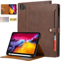 Dteck for iPad Air 13 Inch Case M2(2024), iPad Pro 12.9 Case 2022/2021/2020/2018, Premium Front Pocket Leather Business Folio Stand Cover with Built-in Pencil Holder Auto Wake Sleep,Coffee