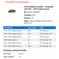 thumbnail image 2 of Left Headlight Assembly - Compatible with 2001 - 2007 Dodge Caravan 2002 2003 2004 2005 2006, 2 of 2