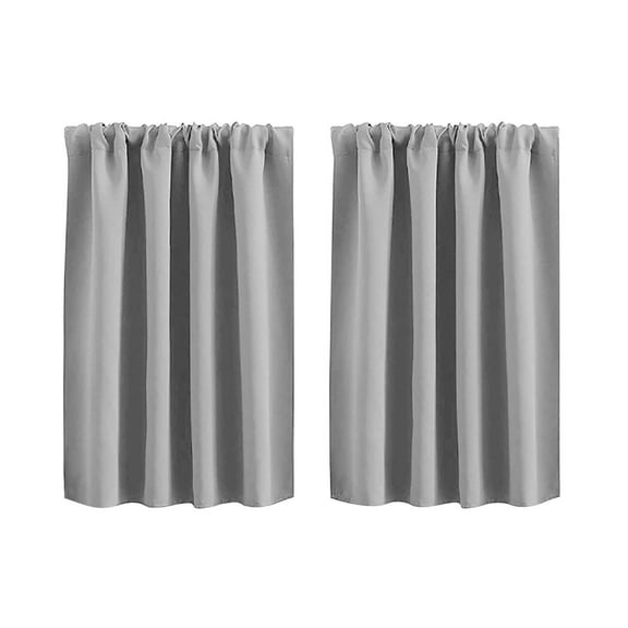 Light Blocking Solid Color Short Curtain Blackout Partition for Bedroom Kitchen Bathroom Grey