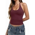 thumbnail image 6 of Womens Summer Tops Backless Tie Neck Double Lined Basic Halter Tops for Women Red L, 6 of 7
