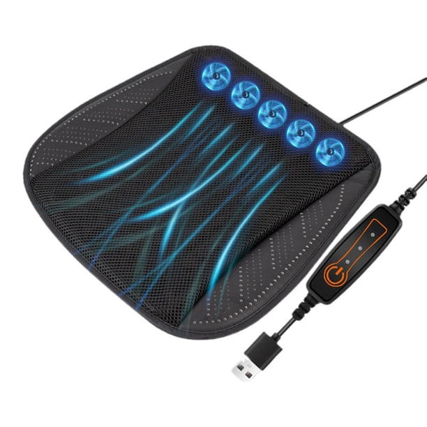 Cojín de asiento de automóvil ventilado con USB y 5 ventiladores para una conducción cómoda en verano