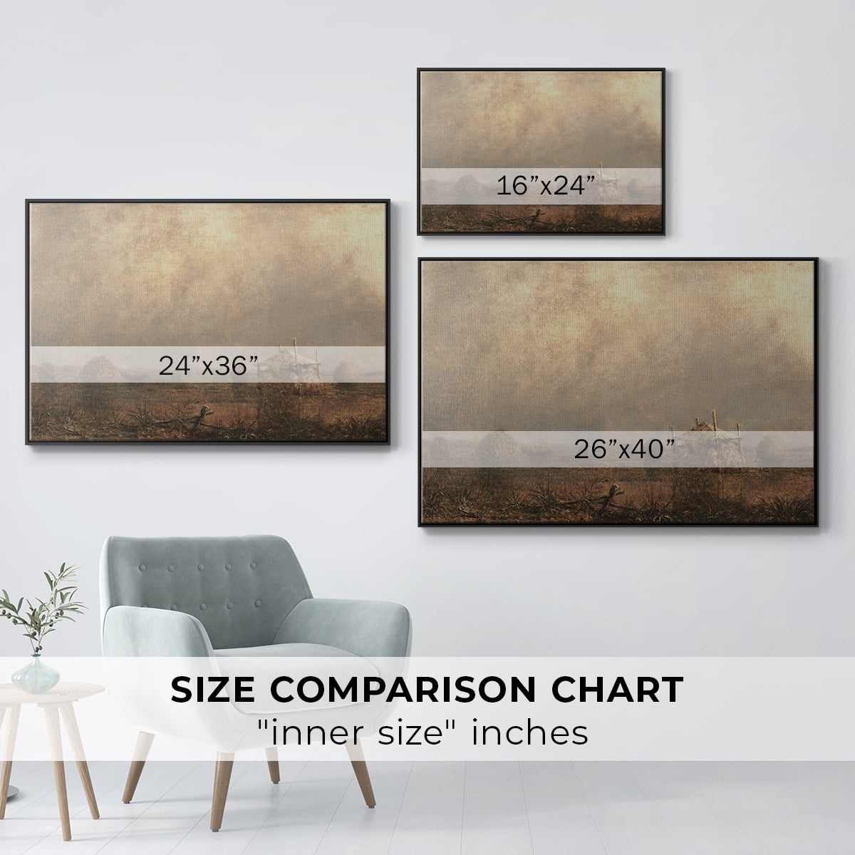 Vintage Landscape-CCCV By Wexford Home Framed in Black Wood Gallery Wrapped Canvas 27 in. x 41 in.