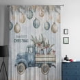 thumbnail image 5 of Blue Truck Christmas Semi Sheer Curtains Drapes for Living Room, Bedroom, French Doors Window 108 Inches Long, Xmas Balls Snowflake Vintage Rod Pocket Chiffon Curtain Drapery Voile Draperies Panel, 5 of 6