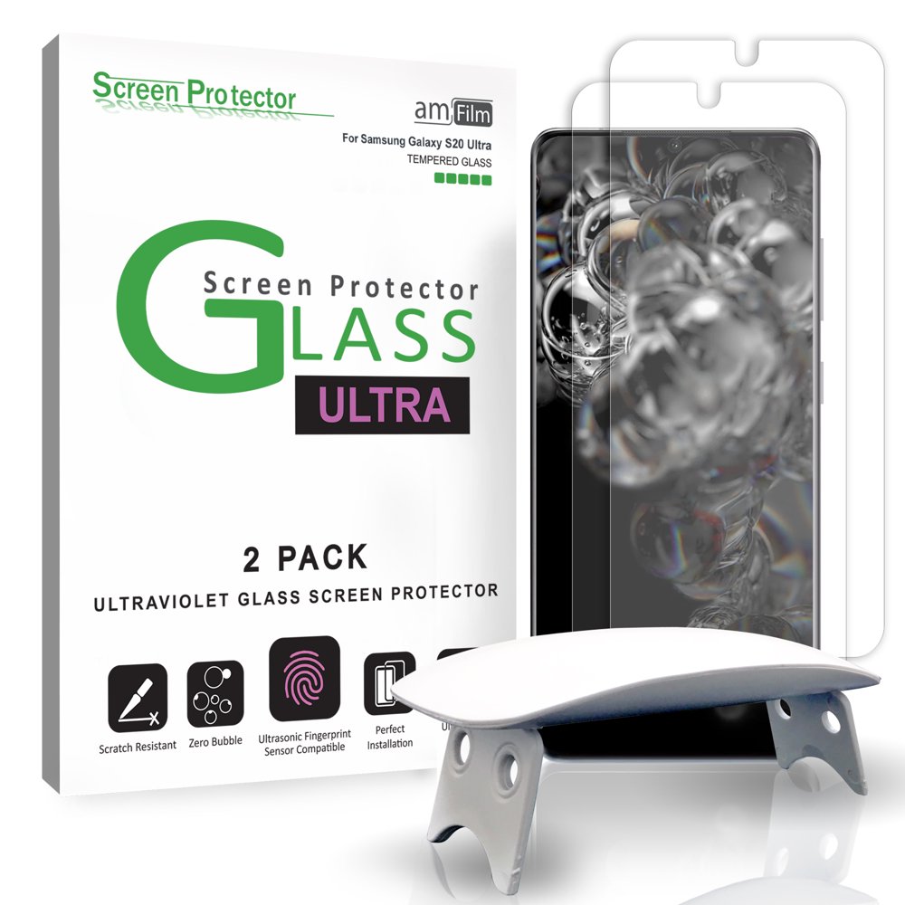 amFilm Screen Protector for Galaxy S20 Ultra (2 Pack), Full Cover