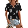 thumbnail image 2 of Womens Summer Boho Blouse Short Sleeve Button Down Floral Top Casual Business Work Shirt Fashion Beach Vacation Tops, 2 of 6