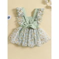 thumbnail image 3 of Bagilaanoe Newborn Baby Girl Rompers Dress Flower Print Fly Sleeve Bodysuit 6M 12M 18M 24M Infant Summer Tulle Patchwork Dress, 3 of 9