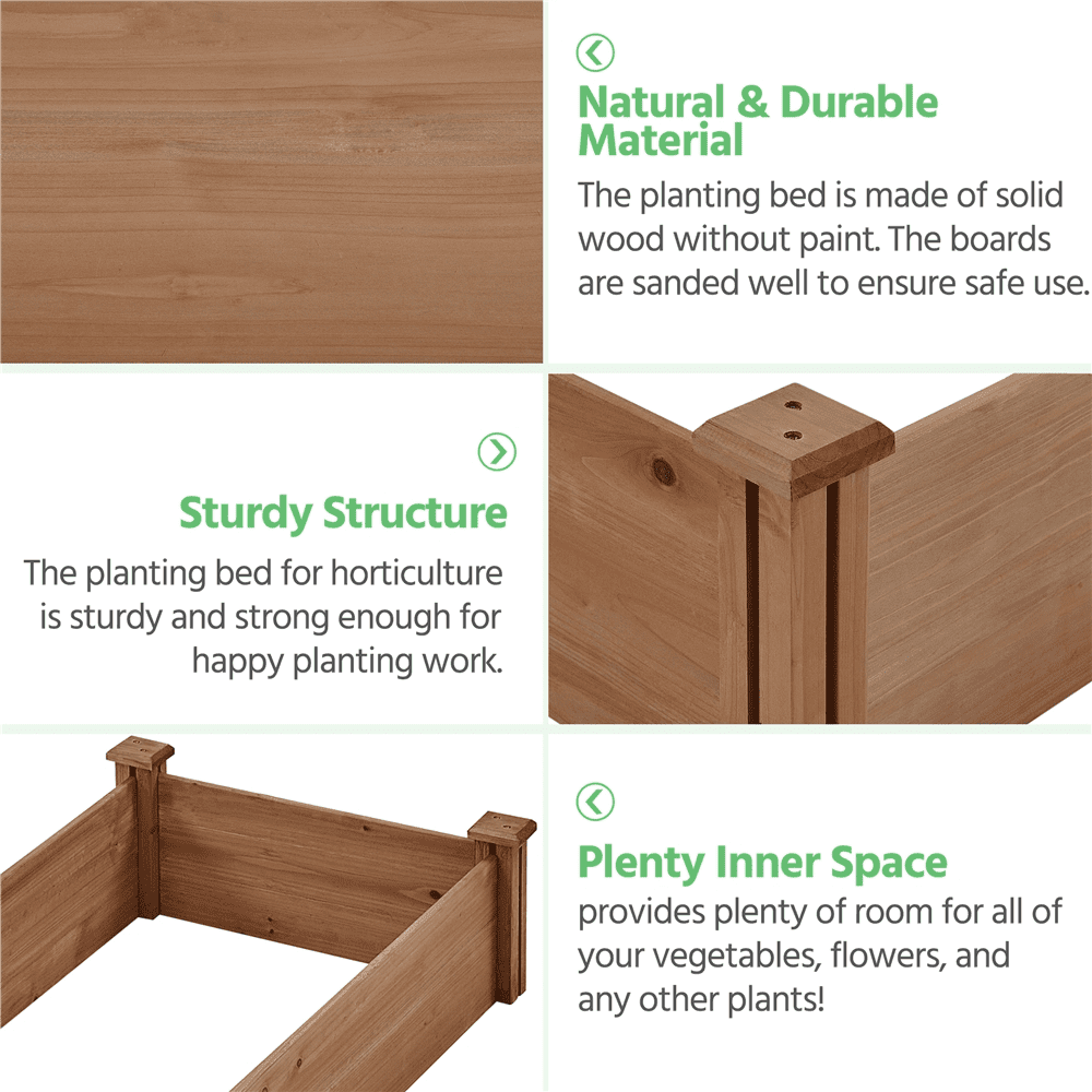 Yaheetech 2x8ft Raised Garden Bed Kit - Wooden Elevated Planter Garden Box for Vegetable/Flower/Herb Outdoor,Dark Brown