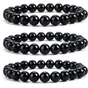 DONGYUNBANGONGKEJI Shungite Bracelet Black Onyx Bracelet Shungite Stones Bracelets for Women Men Black Beaded Stretch Bracelet Healing Bracelet Jewelry Spiritual Healing Balance Reiki