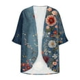 thumbnail image 4 of Womens Cardigan Womens Summer Cardigan Womens Cardigans Lightweight Women's Cardigans 3/4 Sleeve Cardigan for Women Women's Summer 3/4 Sleeve Printing Casual Blouse Cardigans, 4 of 5