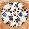 thumbnail image 2 of Elastic Fit Tablecloth with Elegant Floral Print, Water-Resistant Polyester for Round Dining Table or Garden Setup, Fits 44-52 Inch Surface, 2 of 7