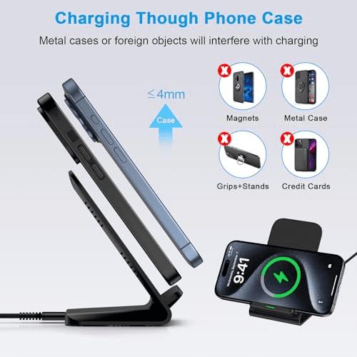 Wireless Charger Samsung Fast Charging Stand for Samsung Galaxy S25 S24 Ultra S24+ S24 S23 FE S22 S21 S20 S10, 15W Android Phone Wireless Charger Stand for Pixel 9 Pro XL Fold 8a 7 Pro, iPhone 16 15
