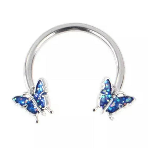 K-KED Butterfly Horseshoe Nose Rings Earrings Septum Ring Tragus Piercing Jewe-qy_-Blue