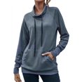 thumbnail image 1 of Worallymy - Sudadera de punto con cuello alto y manga larga a rayas para mujer con cordón Worallymy JD735906133, 1 of 6