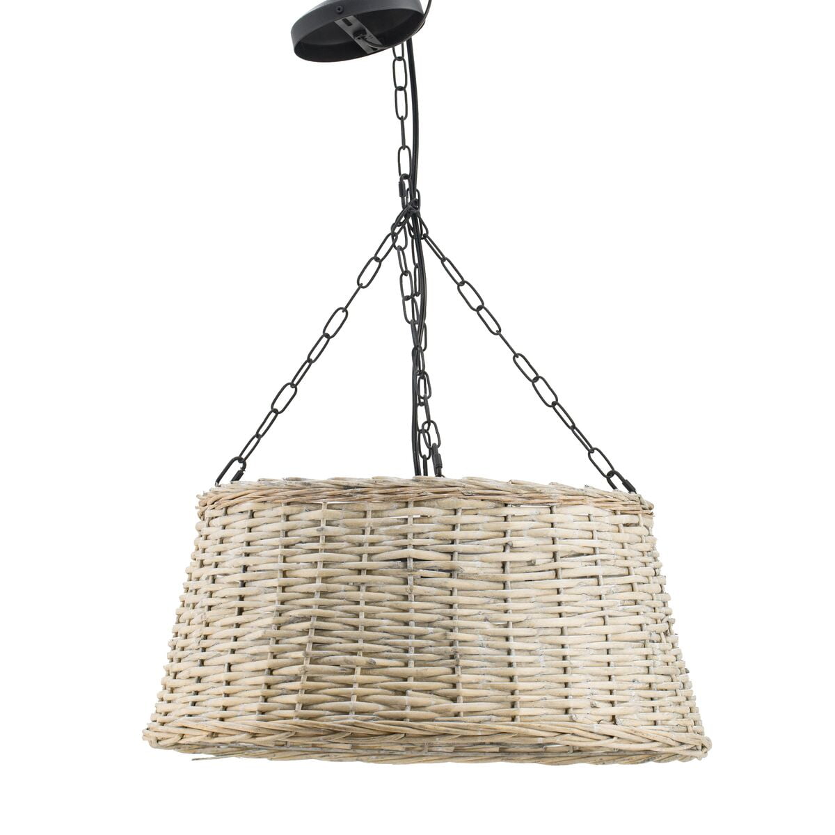 23" Black and Beige Transitional Woven Basket Chandelier