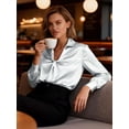 thumbnail image 3 of Deago Women's Long Sleeve Satin Blouse Twist Front Business Casual Dressy Elegant Shirts Office Work Tops (White, XL), 3 of 9