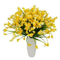 Coolmade 10pcs Yellow Flowers Artificial Calla Lily Silk Flowers 14" for Home Kitchen & Wedding