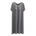 thumbnail image 4 of Wancir Women's V-Neck Nightgown Lightweight Fabric & Pleated Front Long Sleep Dress, 4 of 5