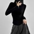 thumbnail image 4 of Tiqkatyck Womens Long Sleeve Shirts, Women's Casual Elastic Long Sleeve Slim Fitting Half Zippered Lapel Solid Color T Shirt Crewneck Sweat Shirts, Women Summer Tops Black S, 4 of 7