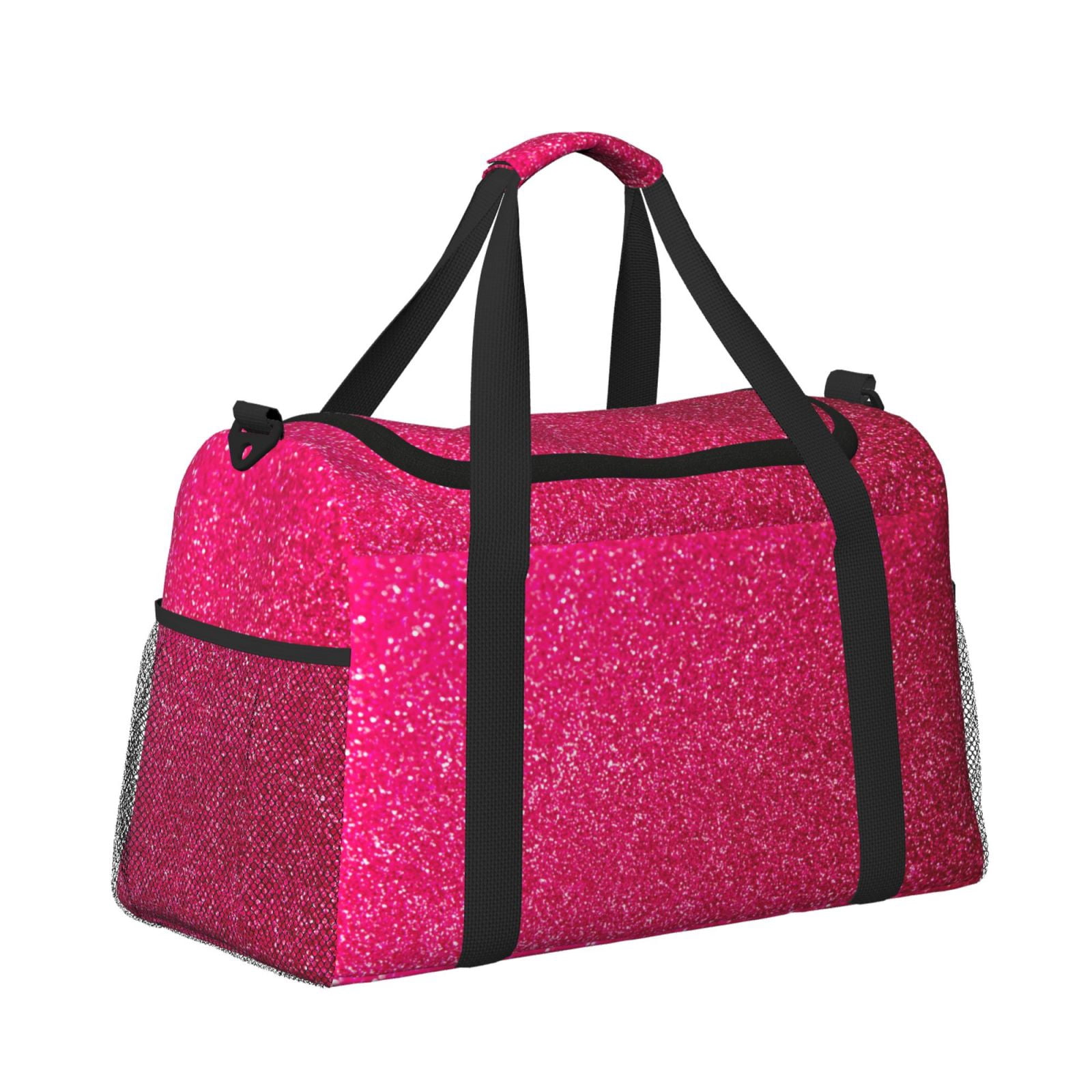 Fuzoiu Rose Red Glitter Print Travel Duffle Bag,Carry On Tote Bags,Duffel Bag,Sport Gym Bag, Hospital Bag for Labor and Delivery, Overnight Bag,Luggage Bag