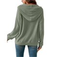 thumbnail image 3 of Wevis Women's Vertical Ribbed Hooded Sweatshirt, Long Sleeve Loose Pullover With Front Kangaroo Pocket, 3 of 5