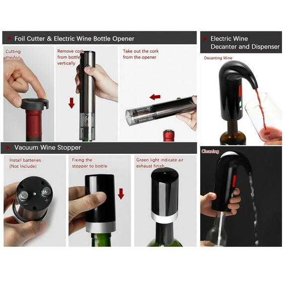 Bottle opener,And Dispenser Wine Decanter And Dispenser Wine Bottle Opener Wine Decanter And Wine Aerator Wine Cutter Zippered Box Opener Qisuo Wine Dsfen Opener Huiop Wine Black