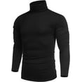 thumbnail image 1 of Jersey de cuello alto de manga larga para hombre Camisas de manga larga de corte regular Negro S, 1 of 6
