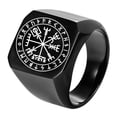 thumbnail image 2 of Xinyolin Men's Titanium Steel Punk Square Finger Ring - Rune Carving Birthday Gift, 2 of 7