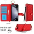 thumbnail image 4 of Decase Flip Case for Samsung Galaxy Z Fold7 Wallet Cover with Pen Holder & Crossbody Lanyard Strap Credit Card Slot,Shockproof Leather RFID Blocking Cover fits for Samsung Galaxy Z Fold7,Red, 4 of 6