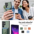 thumbnail image 6 of Compatible for Samsung Galaxy S23 Ultra Carbon Fiber Texture Wallet Case with Credit Card Slots, Shockproof Protection Business PU Leather Flip Kickstand Phone Cover for Galaxy S23 Ultra, Green, 6 of 10