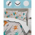 thumbnail image 4 of Teal Orange Boho Twin Size Down Alternative Comforter, Lightweight Comforter Quilt Bedding Set with Pillow Shams Middle Century Geometric Abstract All Seasons Bed Comforter Duvet Insert 68"x86", 4 of 7