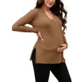 thumbnail image 4 of INSPIRE CHIC Women's Maternity Nursing Sweater Winter Warm Side Zip for Breastfeeding Stretchy Knit Blouse Top Khaki X-Large, 4 of 6