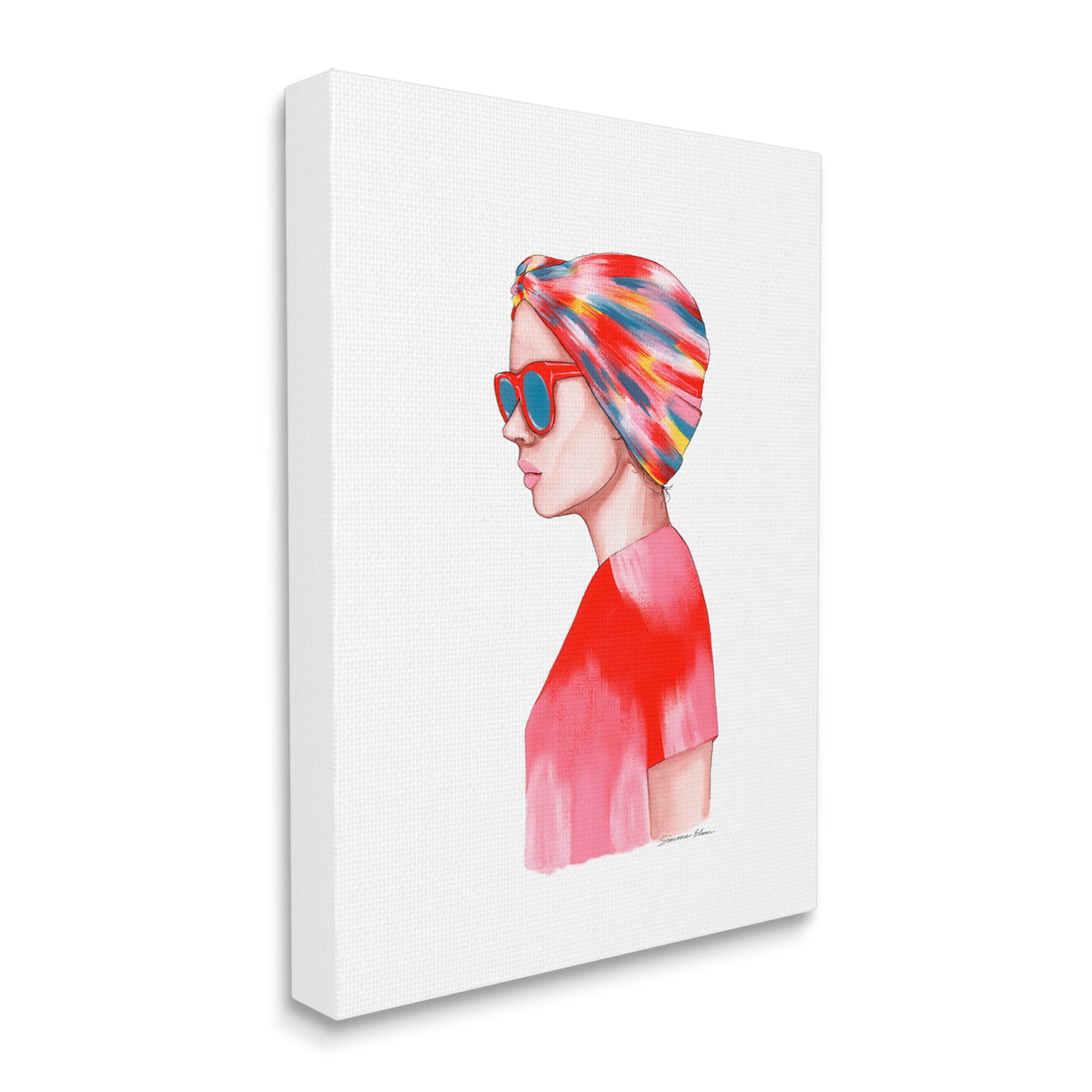 Stupell Industries Woman in Red Headwrap Beauty & Fashion Painting Gallery Wrapped Canvas Print Wall Art, 36 x 48