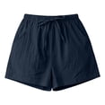 thumbnail image 4 of Endives Summer Linen Wide Leg Shorts For Women Beach Shorts Tie Up High Waisted Pants With Pockets Black, 4 of 4
