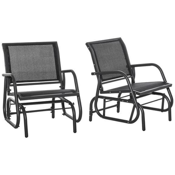Porch Glider Set of 2,Metal Frame Swing Glider Chairs with Breathable Mesh Fabric Curved Armrests, Steel Frame for Patio Garden Poolside,264 lbs, Assembly Required