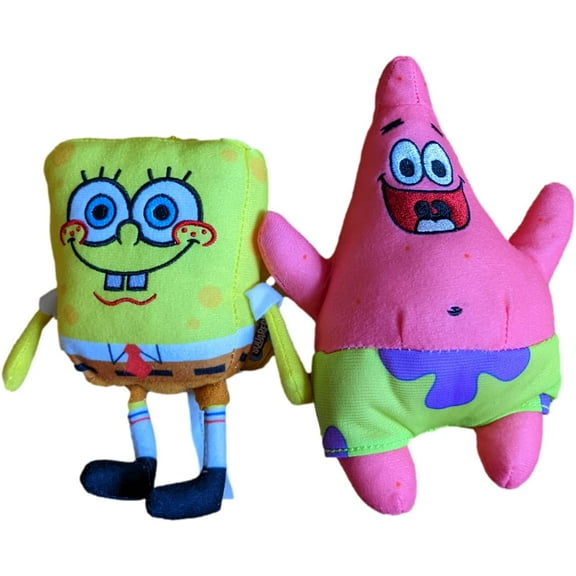 Spongebob and Patrick 6.5 Inch Stuffed Plush Doll Toy Set. NWT