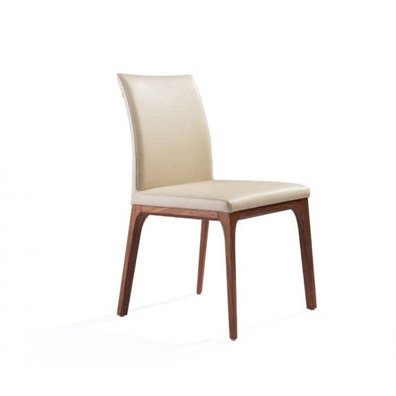 Whiteline Modern Living Taupe Stella Contemporary Faux Leather Dining Chair, 2 Piece Set