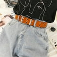 thumbnail image 5 of New Punk Style Women belt PU Leather Double Hole Pin Buckle Waist Belt for Jeans Waist Chain Luxury Belts Decorative Camel Without chain, 5 of 9