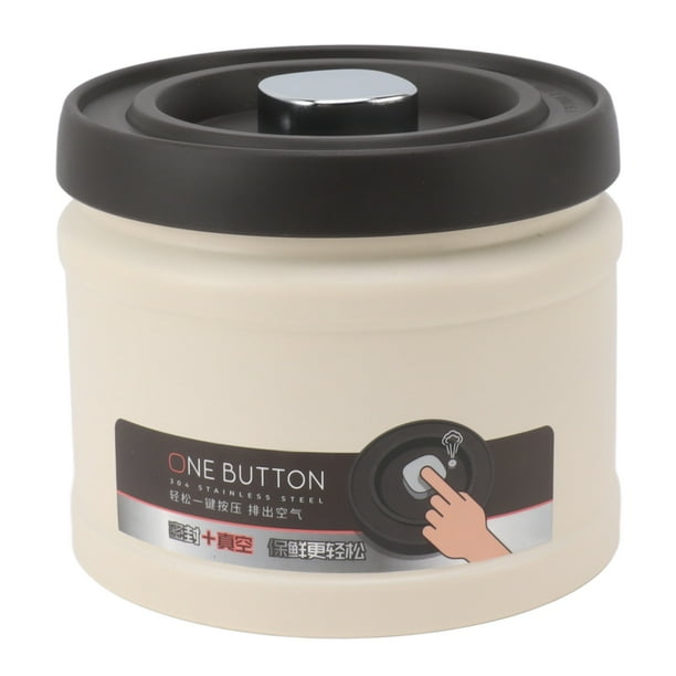 Recipiente hermético para café Nikou sellado al vacío Acero inoxidable 304 1600 ml color beige