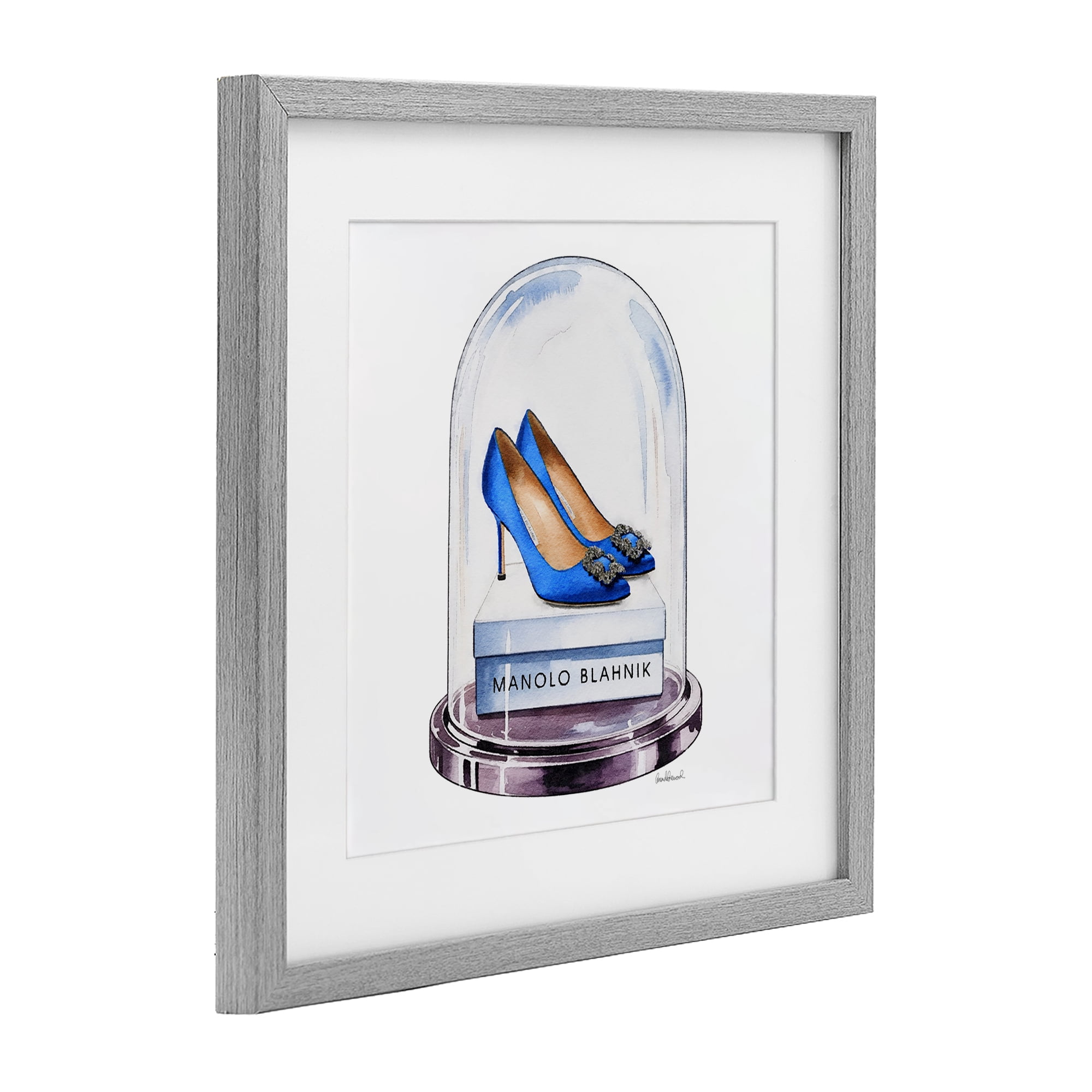Stupell Industries Blue Heels in Bell Jar Gray Framed Print Under Glass, design by Amanda Greenwood