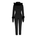 thumbnail image 4 of Lovskoo Womens Winter Warm Onesie Ski Suit Outdoor Sports Waterproof Snowsuit Faux Fur Collar Ski Jumpsuit Coat Black M, 4 of 5