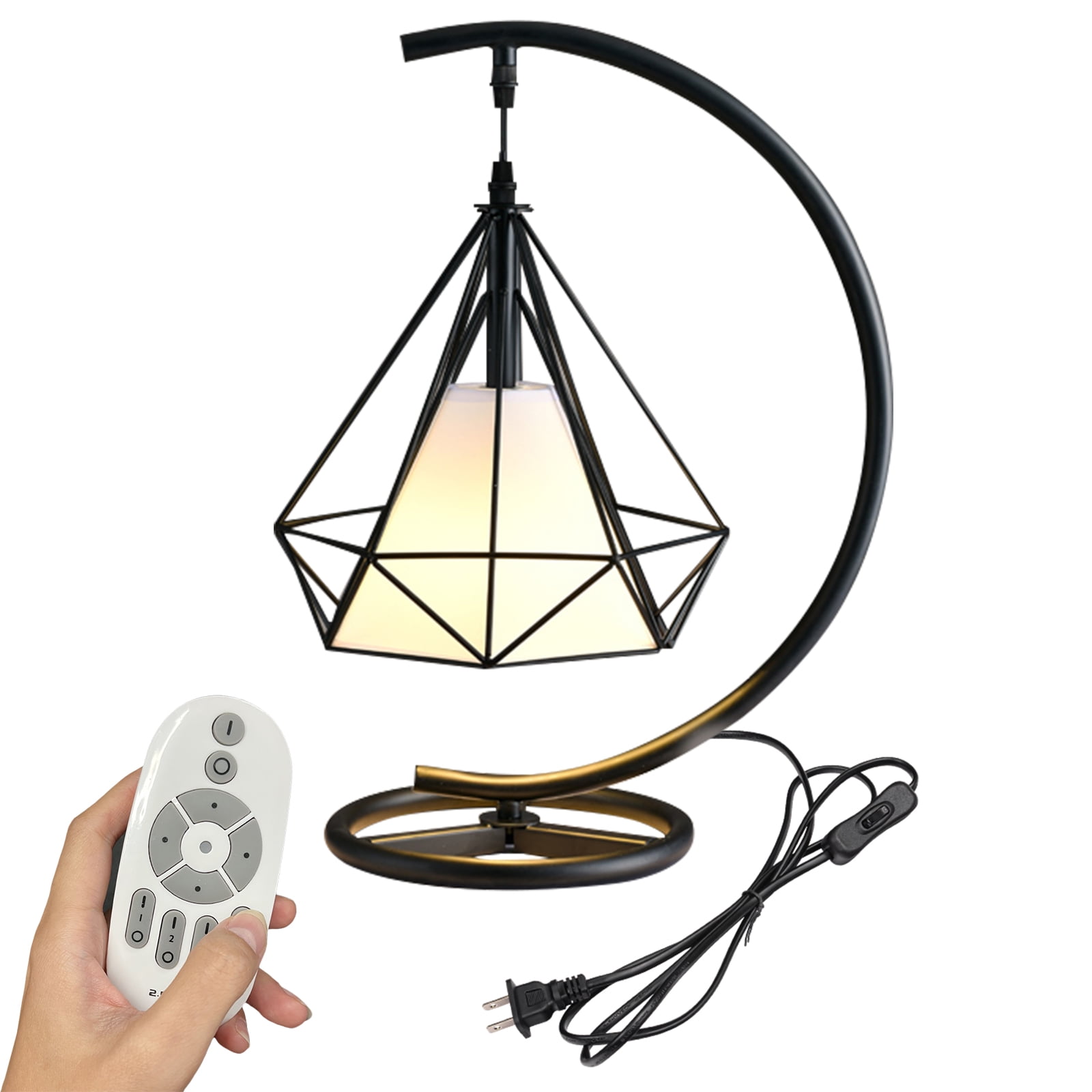 Kiven Modern Plug in Table Lamp, Dimmable Desk Lamp with White Fabric