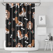 Basset Hounds with Bones and Presents Shower Curtain 72"x72" ,Bathroom Decorative Shower Curtains Set with 12 Hooks,Modern Waterproof Washable Shower Curtain